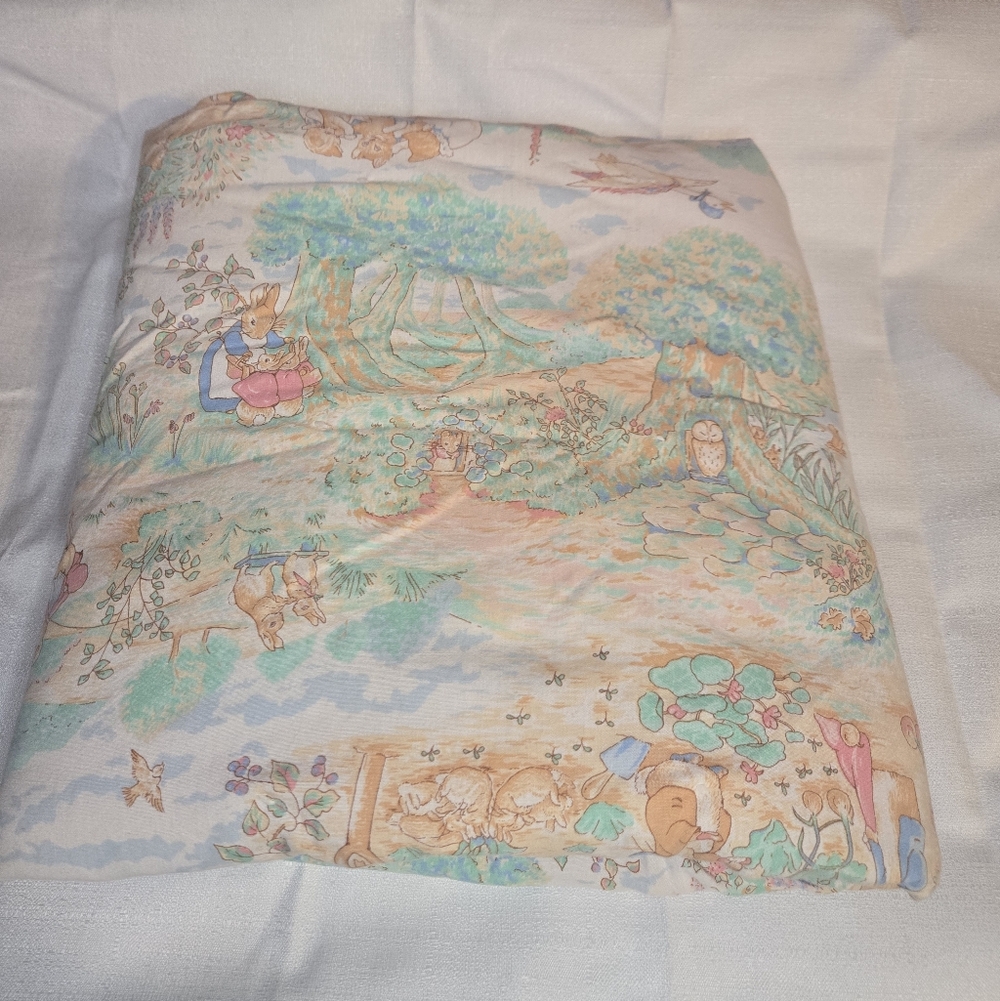 VTG Handmade Beatrix Potter Petter Rabbit Blanket Quilt Throw Cottage Core 56X40
